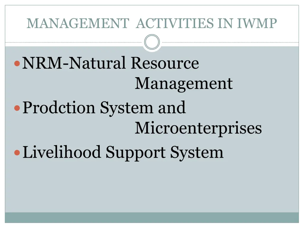 management activities in iwmp