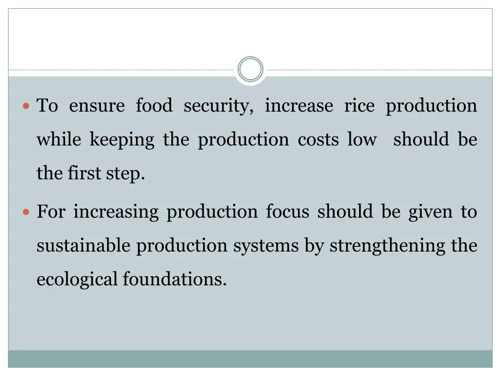 to ensure food security increase rice production