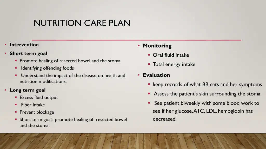 nutrition care plan