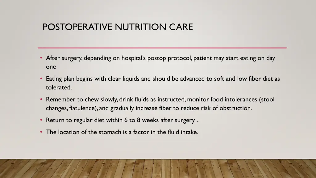 postoperative nutrition care