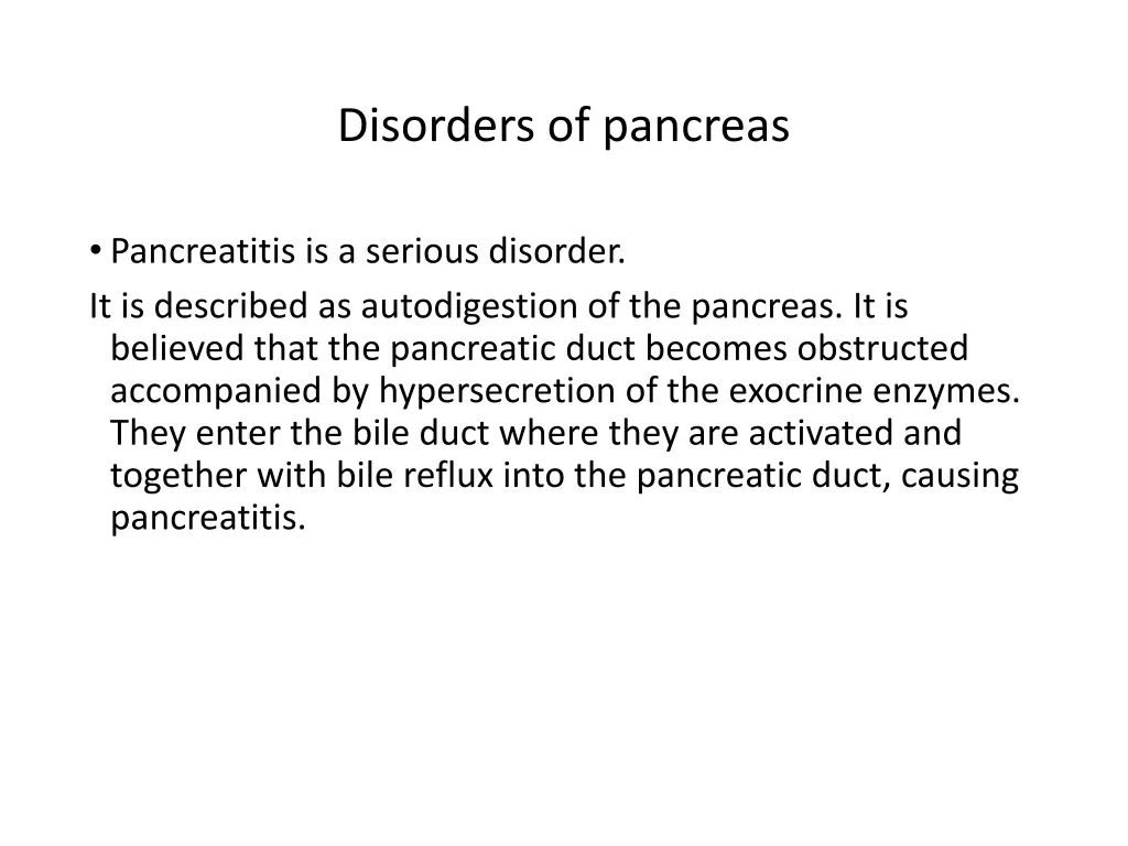 disorders of pancreas