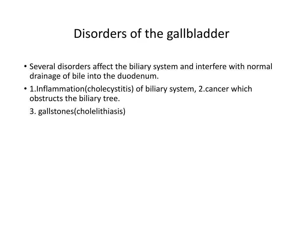 disorders of the gallbladder