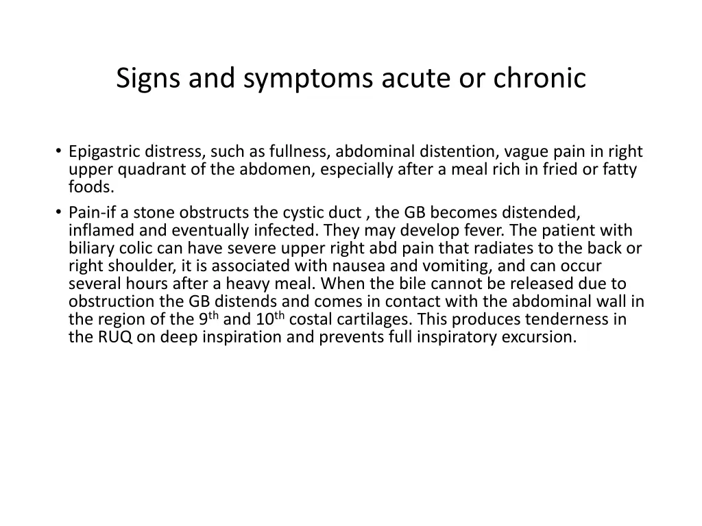 signs and symptoms acute or chronic