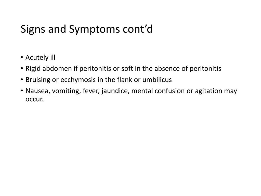 signs and symptoms cont d