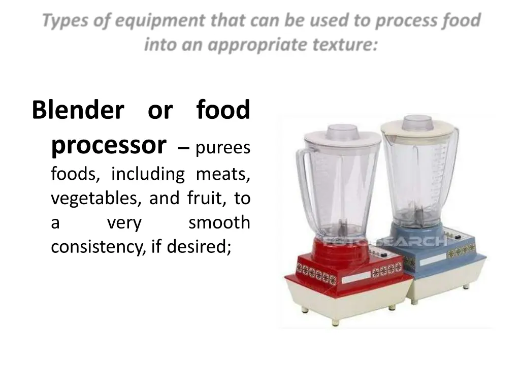 blender or food processor purees foods including