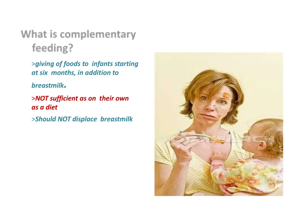 giving of foods to infants starting at six months