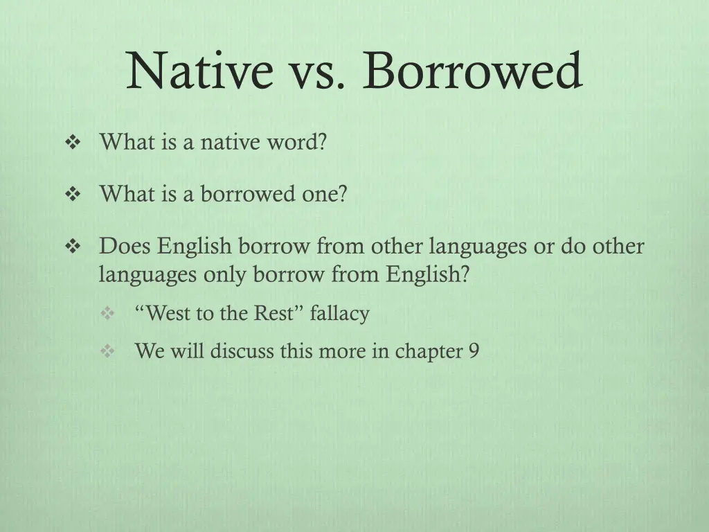 native vs borrowed