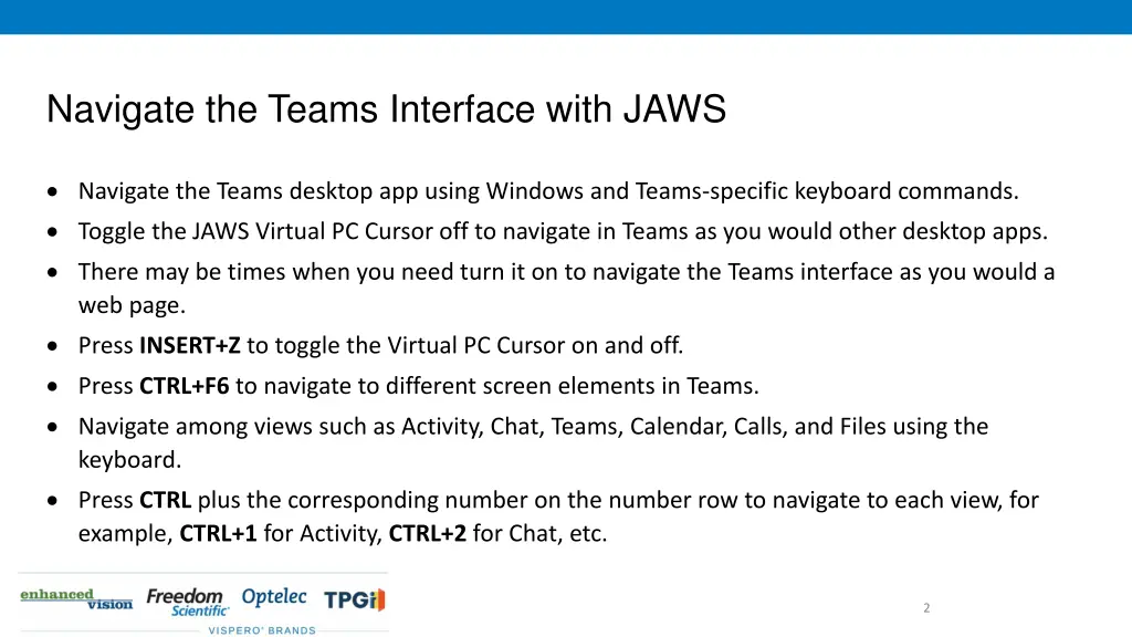 navigate the teams interface with jaws