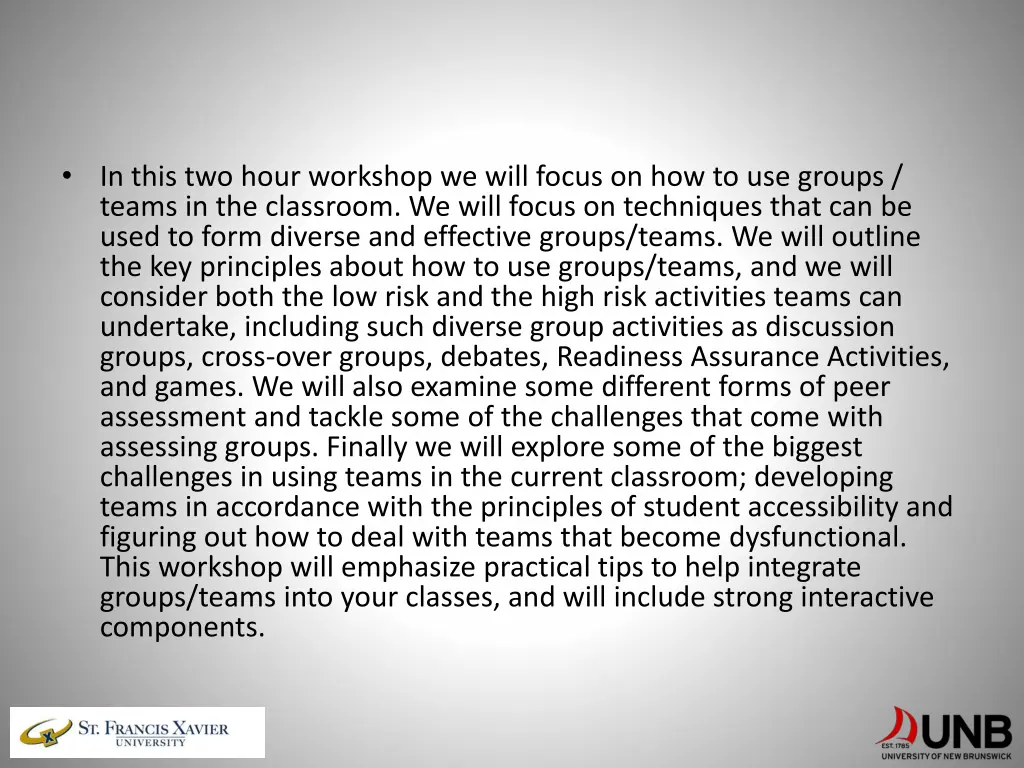 in this two hour workshop we will focus