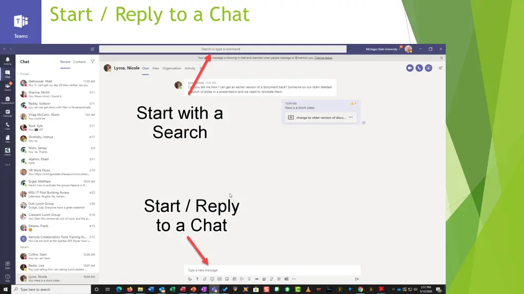 start reply to a chat