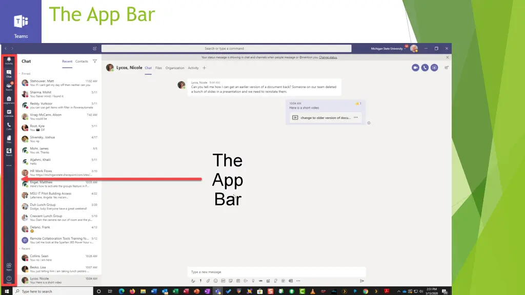 the app bar