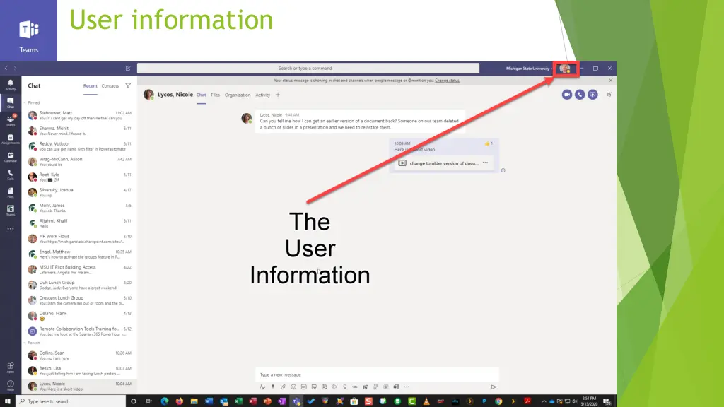 user information