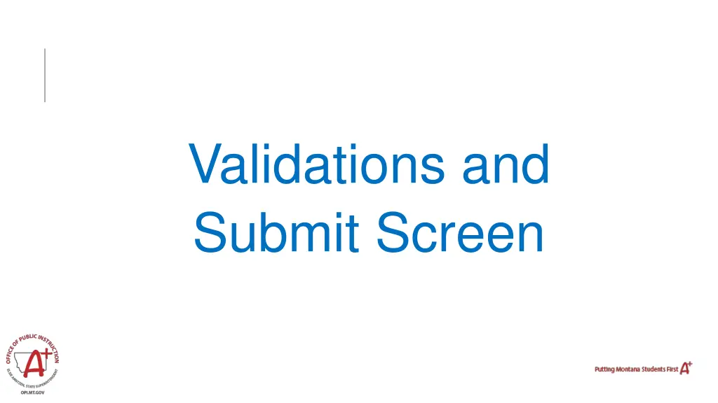 validations and submit screen