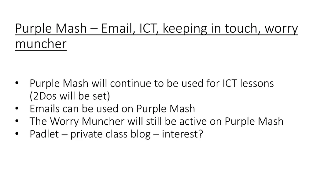 purple mash email ict keeping in touch worry