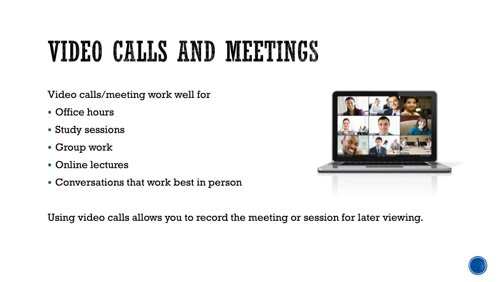 video calls and meetings