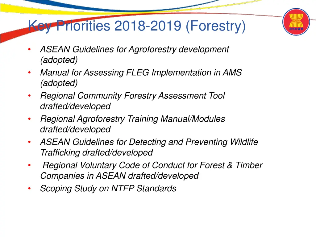 key priorities 2018 2019 forestry