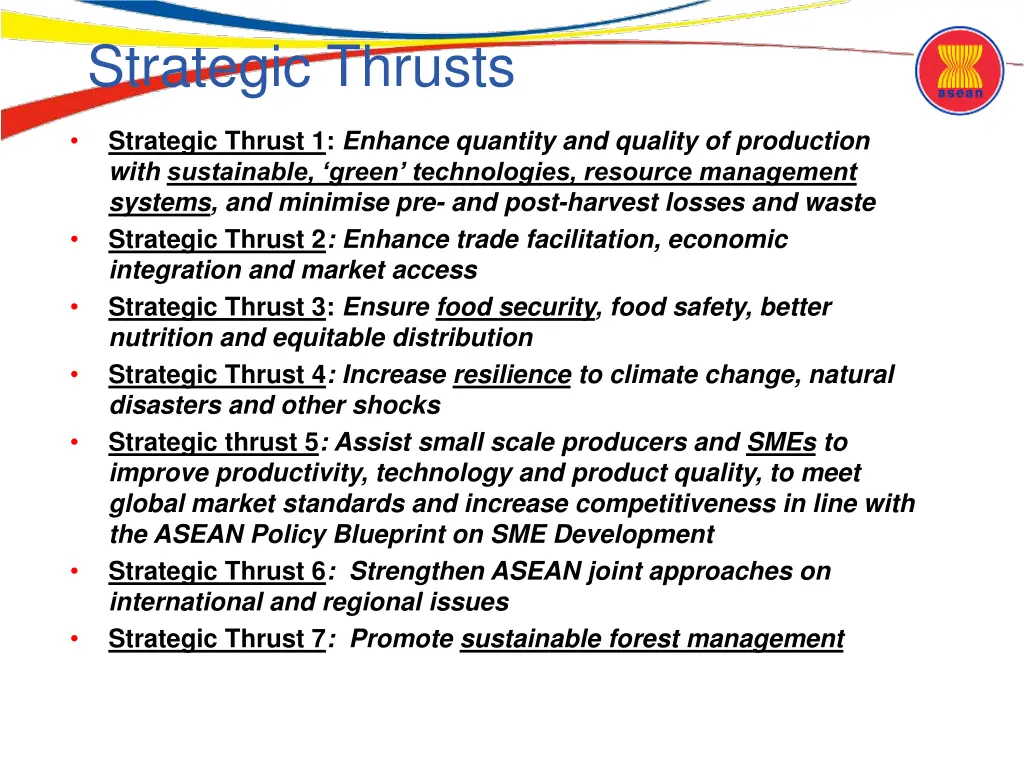 strategic thrusts