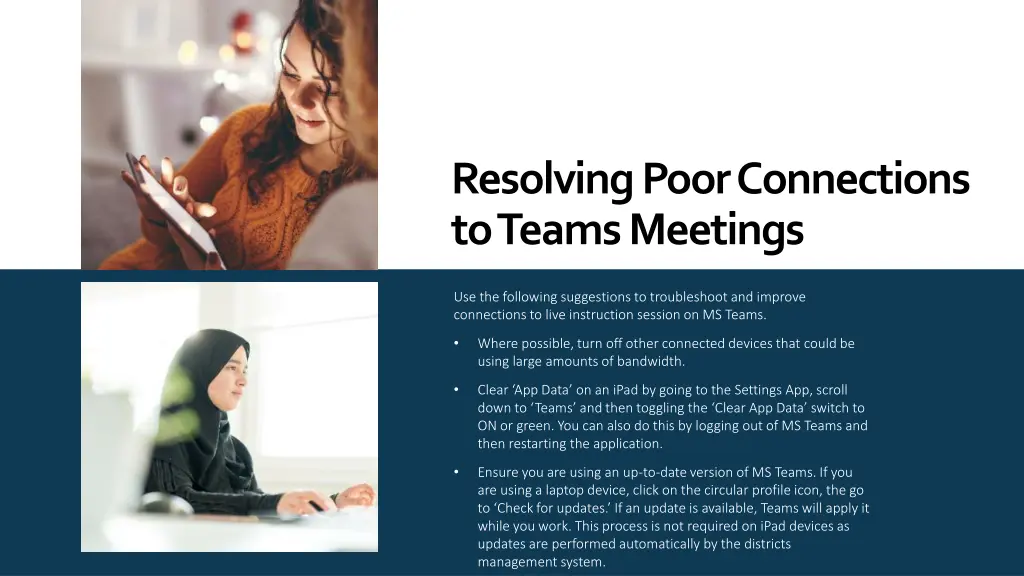 resolving poor connections to teams meetings