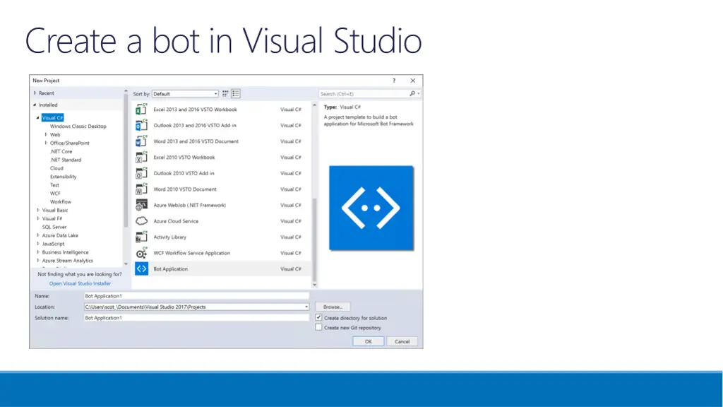 create a bot in visual studio