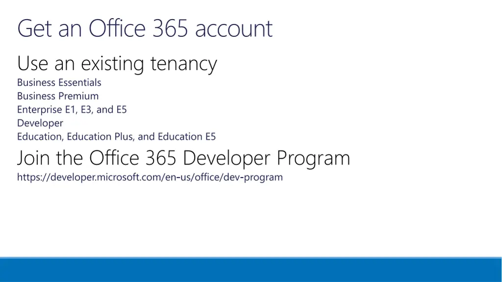 get an office 365 account use an existing tenancy