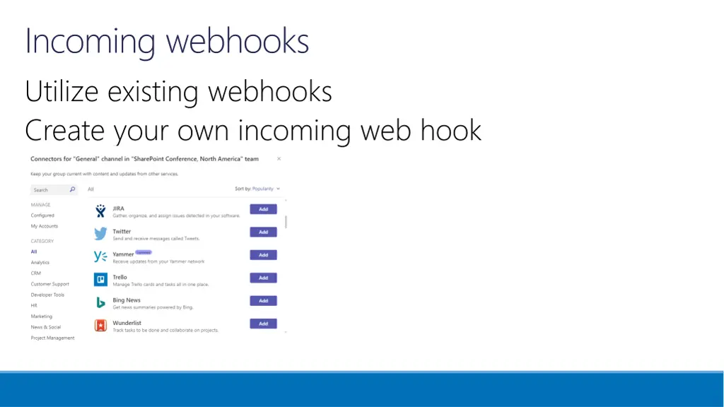 incoming webhooks utilize existing webhooks