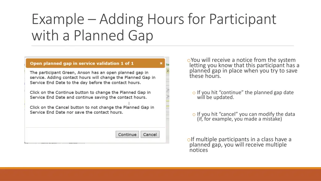 example adding hours for participant with 2