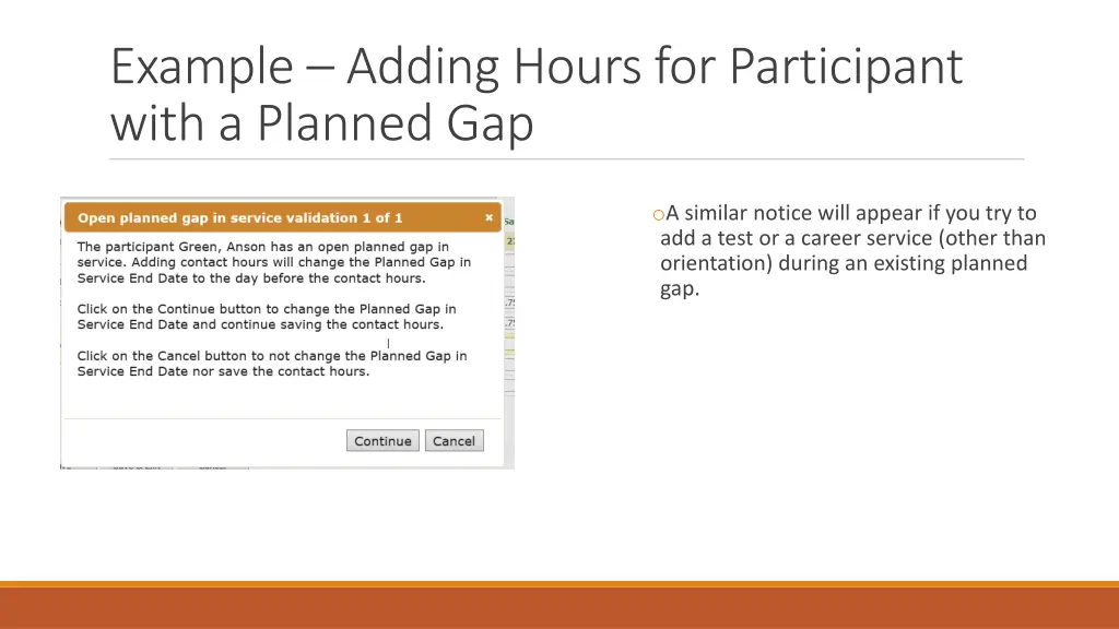 example adding hours for participant with 3