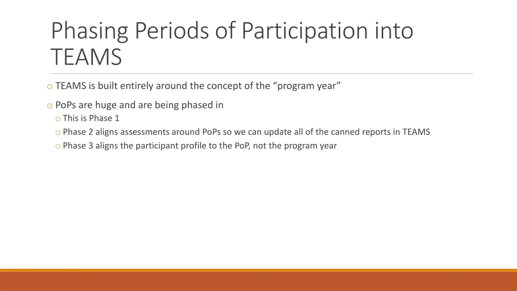 phasing periods of participation into teams