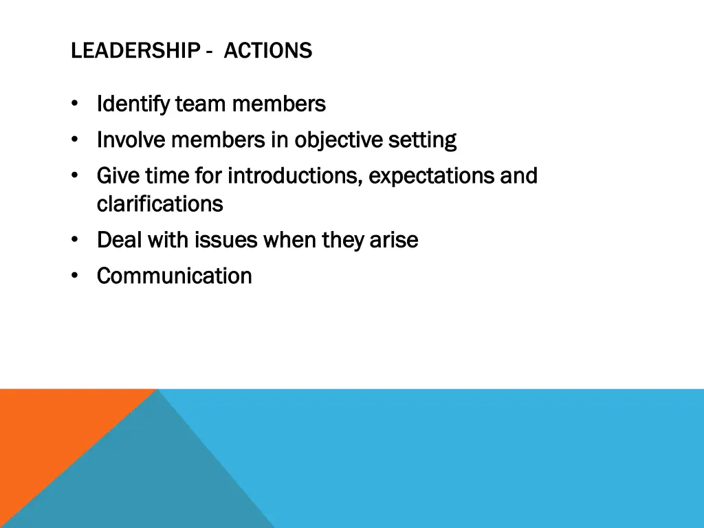 leadership actions