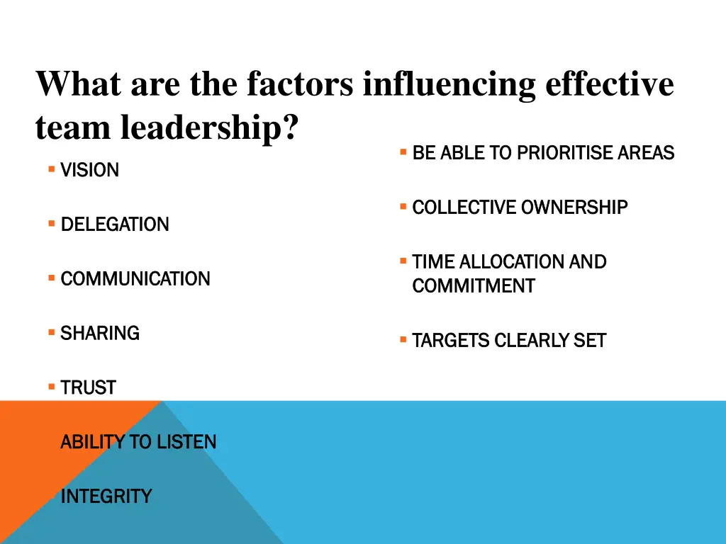 what are the factors influencing effective team