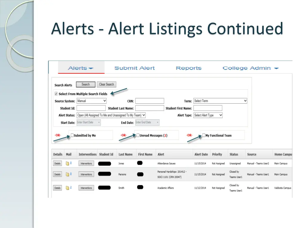 alerts alert listings continued