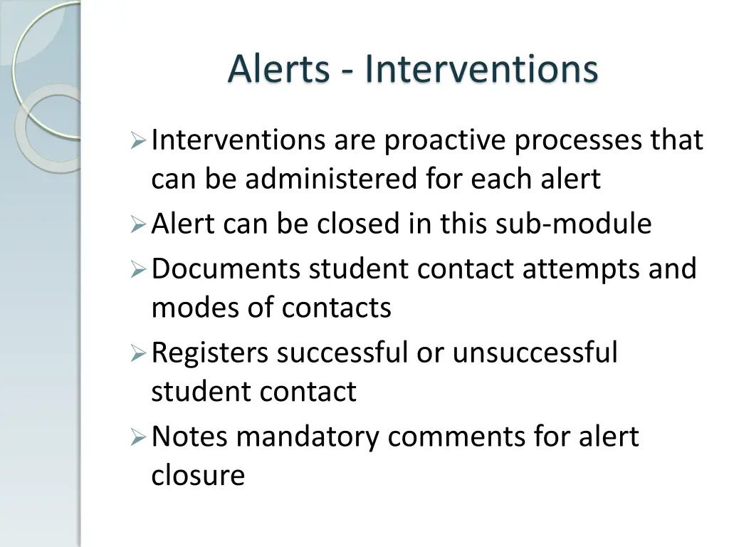 alerts interventions