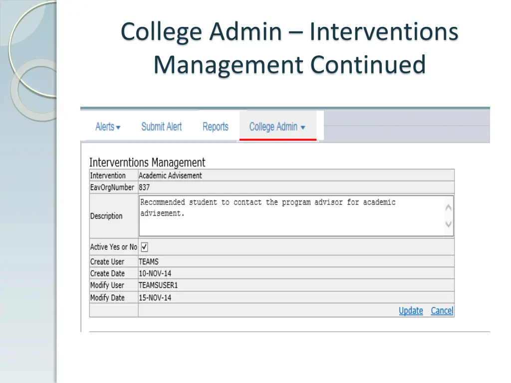 college admin interventions management continued 1