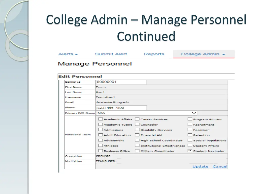 college admin manage personnel continued 1