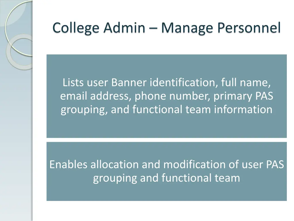 college admin manage personnel