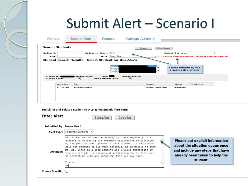 submit alert scenario i