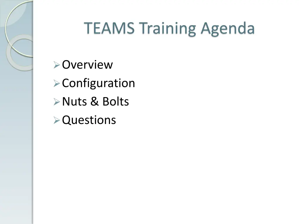 teams training agenda