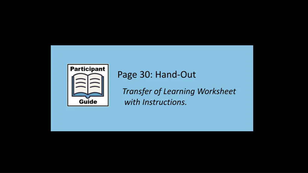 page 30 hand out transfer of learning worksheet