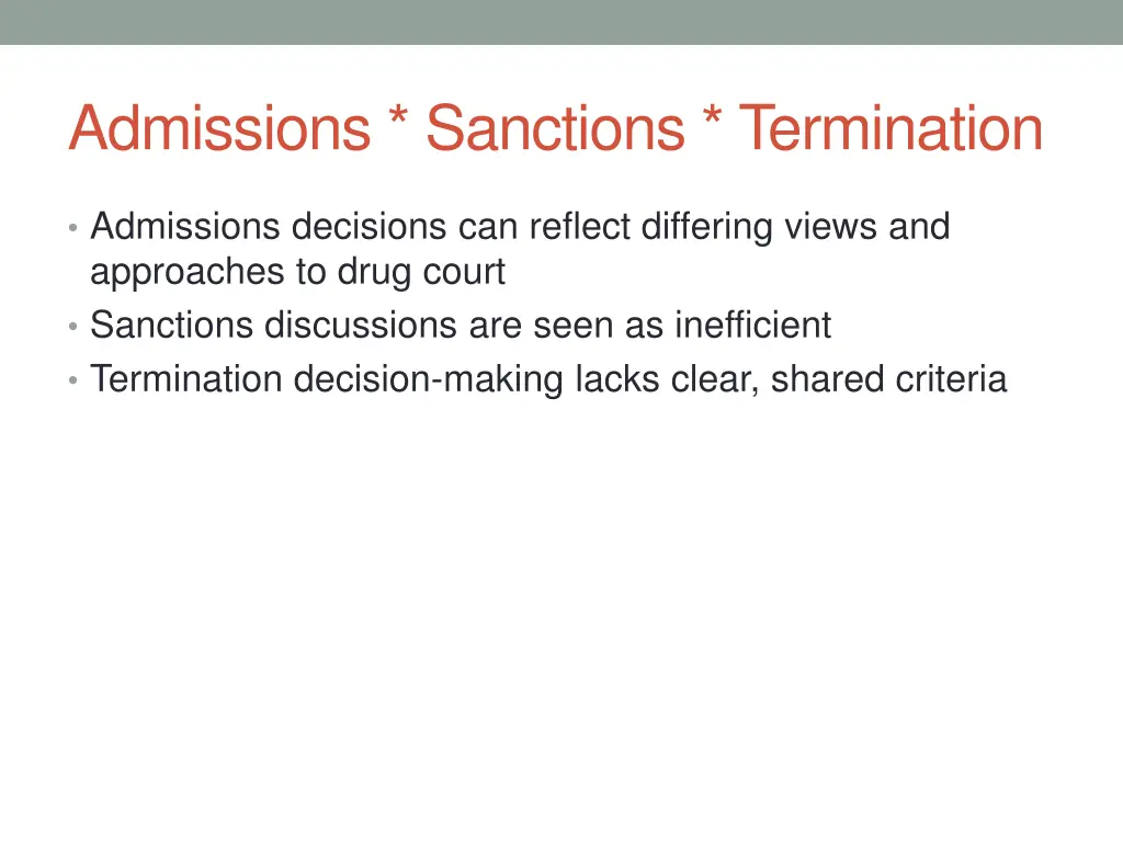 admissions sanctions termination