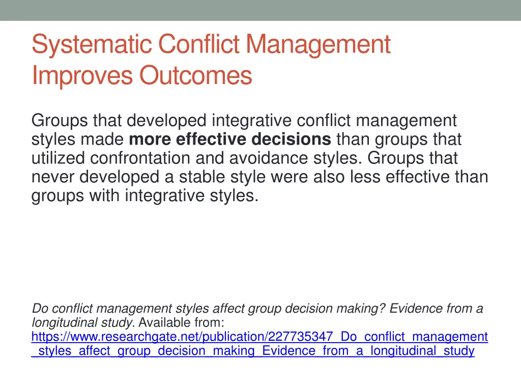 systematic conflict management improves outcomes