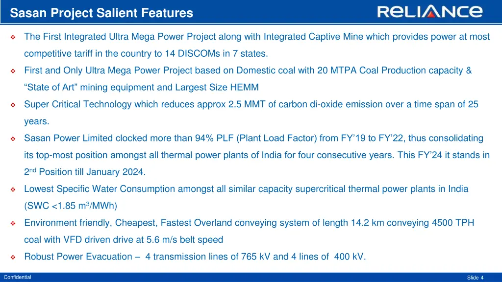 sasan project salient features