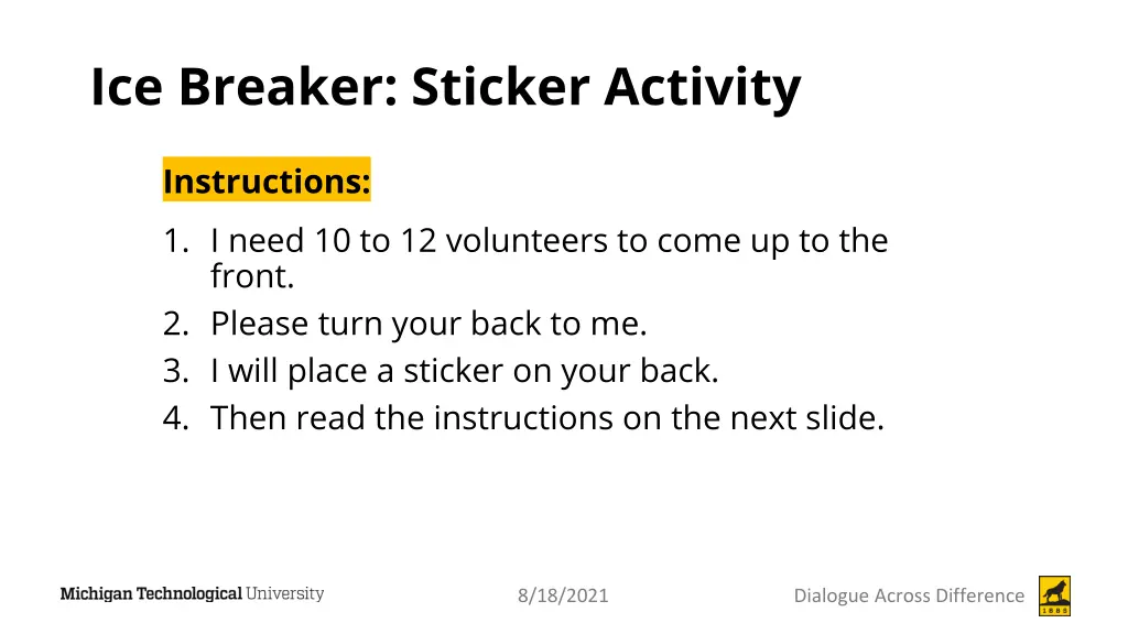 ice breaker sticker activity