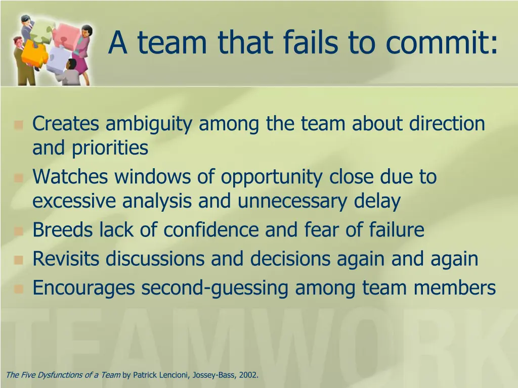 a team that fails to commit