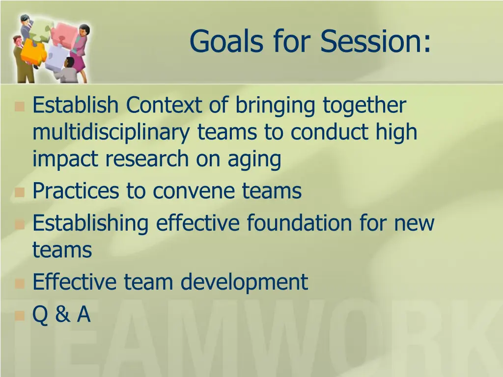 goals for session