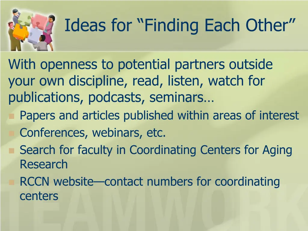 ideas for finding each other