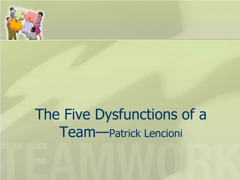 the five dysfunctions of a team patrick lencioni