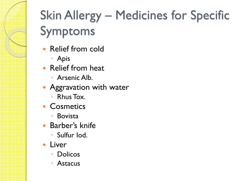 skin allergy medicines for specific symptoms