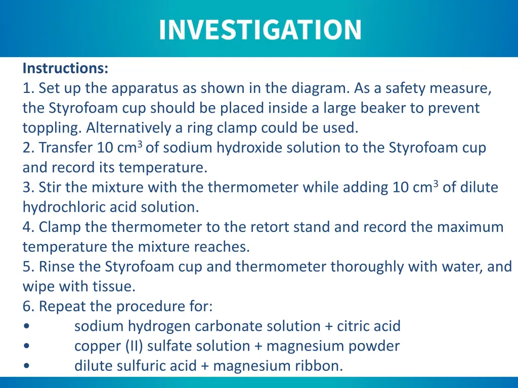 instructions 1 set up the apparatus as shown