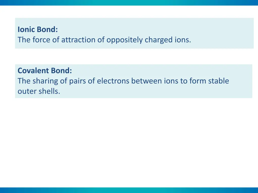 ionic bond the force of attraction of oppositely