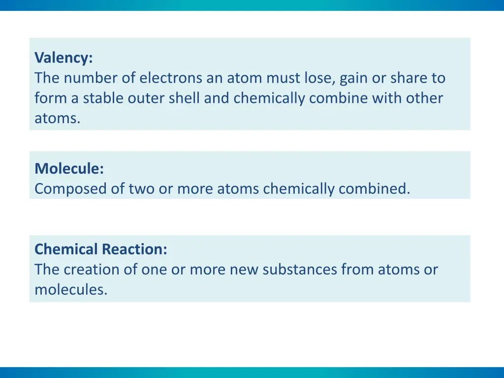 valency the number of electrons an atom must lose